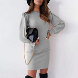 Hulianfu Fashion O-neck Long Sleeve Pencil Dress Women Autumn Winter Black Pink Bodycon Elegant Office Woman Dresses Robe Femme