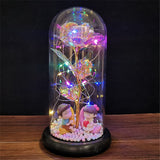 HULIANFU Valentines Day Gift for Girlfriend Eternal Rose LED Light Foil Flower In Glass Cover Mothers Day Wedding favors Bridesmaid Gift