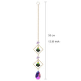 HULIANFU Metallic Hoop Moon Suncatcher Ornament Wind Chimes Crystal Prisms Hanging Rainbow Chaser Window Curtains Pendant Home Decor Gift