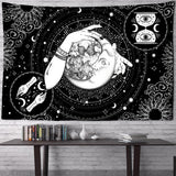 HULIANFU Mandala Tapestry White Black Sun And Moon Tapestry Wall Hanging Tarot Hippie Wall Rugs Dorm Decor Blanket