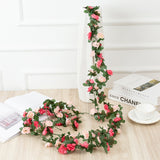 HULIANFU 2023 250CM Rose Artificial Flowers Christmas Garland For Wedding Home Room Decoration Spring Autumn Garden Arch DIY Fake Plant Vine