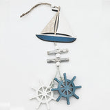 HULIANFU Wooden Fish Sailboat Rudder Hanging Decoration Beach Theme Wall Decor Door Crafts Wind Chimes Ornament Nautical Pendants Gifts