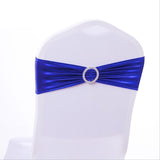 HULIANFU Wedding Spandex Chair Sash Hot Sale Shiny Metallic Lycra Bands Ribbon With Round Buckle Birthday Party Hotel Decoration