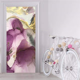 HULIANFU  PVC Self-Adhesive Waterproof Door Sticker Modern Abstract Light Luxury Hand-painted Artistic Landscape Wallpaper 3D Home Decal