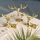HULIANFU Nordic Style Mini Light Luxury Imitation Copper Elk Ornaments  Deer Sculpture Gold plated zinc alloy deer ornaments decoration