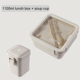 HULIANFU Wheat straw lunch box for kids plastic food storage container snacks box japanese style bento box with tableware soup cup