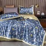 HULIANFU Summer Blanket Ice Silk Quilt Cool Feeling Nap Knee Air Conditioning Quilt Adult Children Washable Bedding