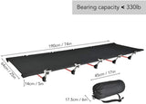 HULIANFU Portable Foldable Camping Cot Single Person Outdoor Folding Bed 330LB Bearing Weight Compact for Outdoor Picnic Camping