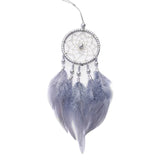 HULIANFU Mini Car Dream Catcher Beaded Natural Feathers Handcraft Chic Hanging Ornaments Mirror Room Bedroom Wall Decor