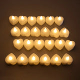 HULIANFU Pack of 12/24 Flickering Remote Control Candles Warm White/Yellow Electric Flameless Tealights For Valentine  Day Decoration
