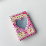 HULIANFU Lovely Bear photo album 3 Inch Love Heart Hollow Kpop Card Binder Name Card Book Photo Album Card Photocard ID Holder 40 Pockets
