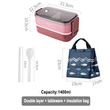 HULIANFU Japanese style Multi-layer lunch box food container storage Portable Leak-Proof bento box for kids with Soup Cup Breakfast Boxes