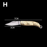 HULIANFU Mini Pocket Knife Folding Brass Keychain Pendant Cleaver Blade Cutter Tool Gift