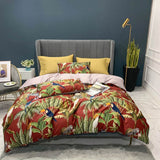 HULIANFU Svetanya Nordic Yellow Geometric Egyptian Cotton Satin Bedlinens Queen King Size Fitted Sheet Bedding Set Duvet Cover Set