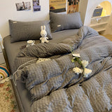 HULIANFU Nordic Style Green Puff Duvet Cover Simple Light Luxury Bedding Four Piece Set Duvet Cover Bed Sheet For Bedroom