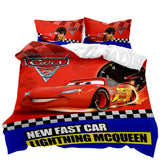 HULIANFU Red Lightning Mcqueen Duvet Cover Set Queen Car Comforter Cover Cool Car Style Quilt Cover Kids Room Teen Bed Decor Bedding set