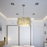 HULIANFU Mordern Feather Pendant Lamp E27 Lamp Holder Fairy Hanging Lamp Goose Feather Bedroom Dining Room Loft Chandelier Ceiling Light