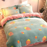HULIANFU  WOSTAR Cartoon printed velvet duvet cover set super soft cozy plush adult kids bedroom double bed quilt cover luxury bedding set
