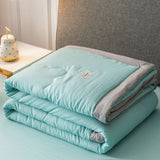 HULIANFU Summer Air Conditioning Quilt Washed Cotton Throw Blanket Quilting Thin Comforter Cooling Duvet Quilted Quilt Solid Color