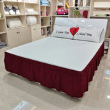 HULIANFU Pleated Bed Skirt Single and Double Dustproof  Cover Surrounding ding Plain Elastic Band  Apron