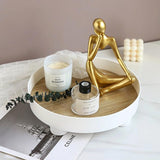 HULIANFU Storage Tray Home Decor Organizer Decorations Trays Candle Holder Wooden Tray for Perfume Vanity Coffee Table Food Plates