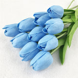 HULIANFU 2023 10PCS Artificial Flowers Garden Tulips Real Touch Flowers Tulip Bouquet Decor Mariage for Home Wedding Decorations Fake Flower