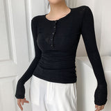 Hulianfu Spring Thin Cotton T-shirts Tees Women's Elastic Slim Solid Soft Semi-transparent O-neck Tshirt Top Real Photos