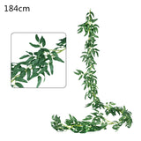 HULIANFU 2023 Green Eucalyptus Leaves Garland Wisteria Artificial Flowers Rattan Fake Plant Silk Leaf Vines For Wedding Birthday Party Decor