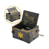 HULIANFU New Black Castle In The Sky Queen  Music Box Wooden Music Box Birthday Gift Antique Carved Wooden Handle