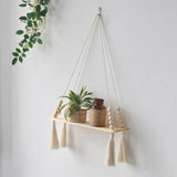 HULIANFU Wall Hanging Shelf Boho Home Decor Rope Macrame Shelf for Plant Hanger Farmhouse Rustic Planter Bedroom Living Room Decoration