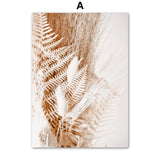 HULIANFU Wall Art Canvas Painting Beige Reed Dried Flower Plants Nordic Posters And Prints Landscape Wall Pictures For Living Room Decor