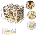 HULIANFU Wedding Card Boxes Wooden Box Wedding Supplies DIY Couple Deer Bird Flower Pattern Grid Business Card Wooden Box