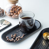 HULIANFU Stainless Steel Black Tea Tray Plate Dessert Cake Fruit Dish Letter Plates Cosmetics Storage Trays Jewelry Display Home Decor