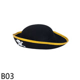 HULIANFU Print Skull Children / Adult Pirate Hat Cosplay Costume Cap Halloween Masquerade Party Performance Pirate Captain Hat Props