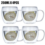 HULIANFU Transparent glass coffee cup milk whiskey tea beer double creative heat resistant cocktail Vodka wine mug Drinkware tumbler cups