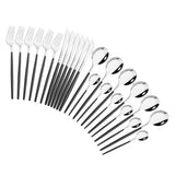 HULIANFU Pink Gold Cutlery Set Stainless Steel Dinnerware Set 24Pcs Knives Forks Coffee Spoons Flatware Set Kitchen Dinner Tableware Set