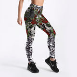 Qickitout 12% Spandex Fashion Cartoon Ice Cream God Horse Skull Digital Printed Legging Womens Star Stretch Pants