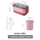 HULIANFU Japanese style Multi-layer lunch box food container storage Portable Leak-Proof bento box for kids with Soup Cup Breakfast Boxes