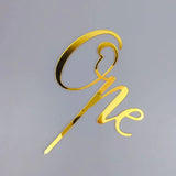 HULIANFU New Wooden One Baby Happy Birthday Cake Toppers Love One Newborn Birthday Cake Topper for Baby Birthday Party Cake Decorations