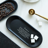 HULIANFU Stainless Steel Black Tea Tray Plate Dessert Cake Fruit Dish Letter Plates Cosmetics Storage Trays Jewelry Display Home Decor