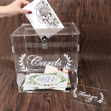 HULIANFU OurWarm Clear Acrylic Wedding Card Box with Lock and Card Sign for Wedding Reception Security Money Box for Birthday Baby Shower