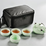 HULIANFU Tea Set1 pot 4 cups Travel Bag The Ding kiln Tea Sets Portable Travel Tea Set Quick Cup Tea Pot Kettle Gaiwan Kung Fu Tea Sets