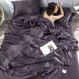 HULIANFU Summer Blanket Quilt Cool Feel Naked Sleep Solid Color Washable Antibacterial Air Condition Quilt Children Twin Queen Bedding