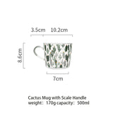 HULIANFU MDZF SWEETHOME 500ml Yellow Peach Cactus Glass Tea Milk Cups With Scale Coffee Mug Party Creative Drinkware Tumbler Water Cups
