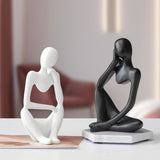 HULIANFU Thinker Statue Abstract Figure Sculpture Mini Character Statue Ornaments For Home Desktop Furnishings Home Decor Birthday Gift