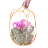 HULIANFU Orange Laundry Basket Buggy Bag Foldable Japanese Color Net Laundry Basket Debris Basket Storage Basket Clothing Storage