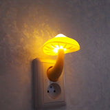 HULIANFU Led Night Light Mushroom Wall Socket Lamp Eu Us Plug Warm White Light-control Sensor Bedroom Light Home Decoration