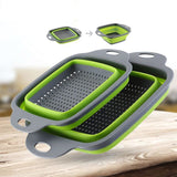 HULIANFU Silicone Folding Drain Basket Fruit Vegetable Washing Basket Foldable Strainer Colander Collapsible Drainer Kitchen Storage Tool