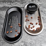 HULIANFU Stainless Steel Black Tea Tray Plate Dessert Cake Fruit Dish Letter Plates Cosmetics Storage Trays Jewelry Display Home Decor