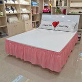 HULIANFU Pleated Bed Skirt Single and Double Dustproof  Cover Surrounding ding Plain Elastic Band  Apron